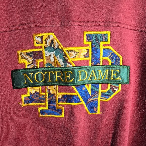 Notre Dame Embroidered Floral Paisley Patchwork Women's Crewneck Sweatsh… - Picture 1 of 4